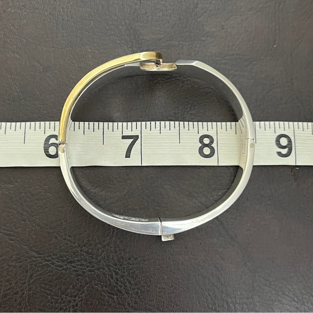 🔴SALE🔴 Vintage Mexican sterling Heavy double hinged bangle bracelet with brass - Picture 11 of 12